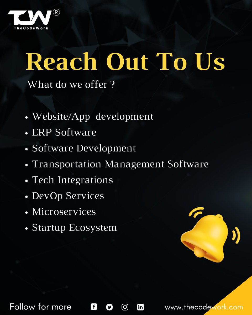 thecodework's tweet image. Reach Out To Us!
Get a free estimate: 📞+91-91632 60458
🌐thecodework.com
#thecodework #technology #startups