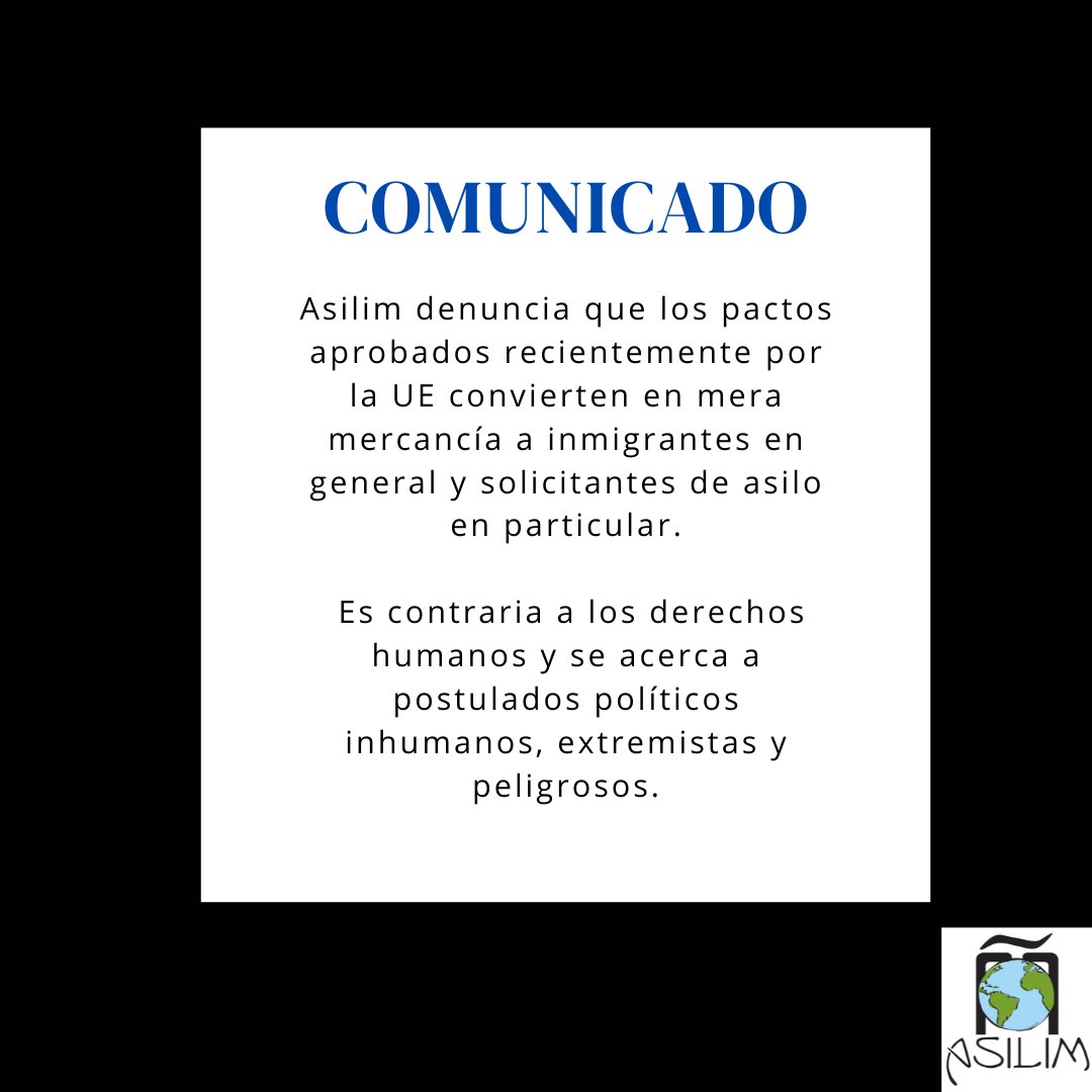‼️ Comunicado de la posición de <a href="/ASILIMorg/">Asilim</a> sobre los pactos aprobados recientemente por la #UniónEuropea.

🧾Para más información
👉bit.ly/comasilim