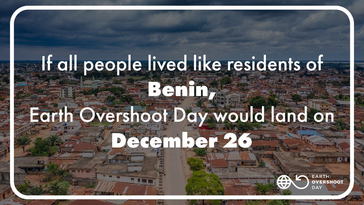 🇧🇯 If all people lived like residents of #Benin, #EarthOvershootDay would land on December 26. Learn more about trends for Benin. ⤵️ data.footprintnetwork.org/#/countryTrend… #MoveTheDate #OvershootDay