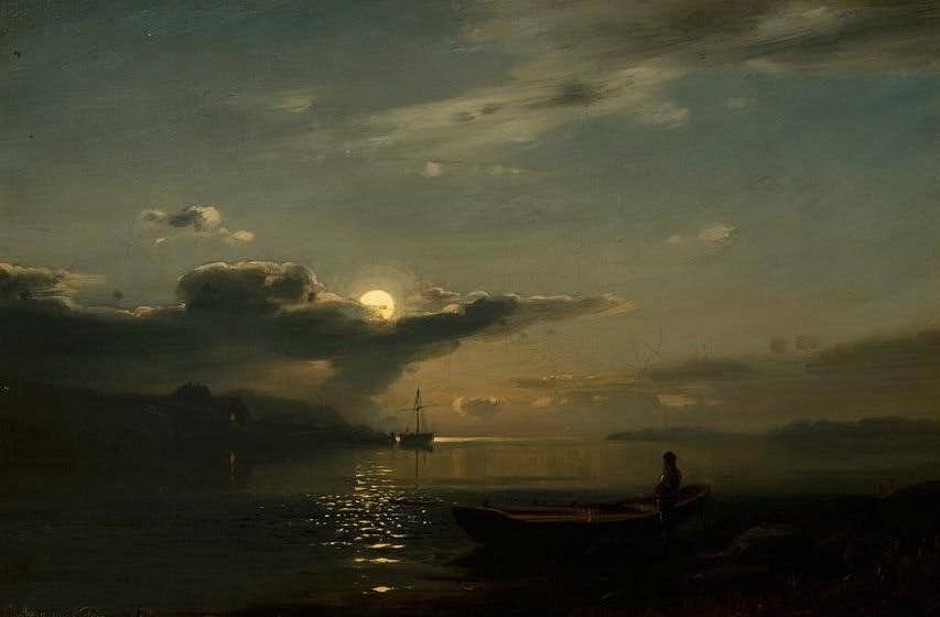 アマルダス・ニールセン《月光のフィヨルド》1866年、個人蔵