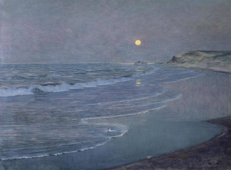 T.アレクサンダー・ハリソン《海》1893年頃、カンペール美術館　弟のバージ・ハリソンは本作にそっくりな、《海辺の月の出》を描いています。
