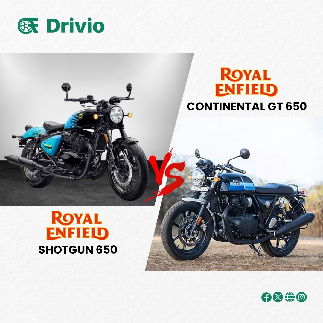 The showdown between Royal Enfield Shotgun 650 and Continental GT 650 is on!

Read more drivio.in/reviews/royal-…

#RoyalEnfield #Shotgun650 #ContinentalGT650 #BobberVsCafeRacer #ClassicRides #MotorcycleBattle #TwoWheelerWars #RidingStyle #LegendaryRides #drivio_official