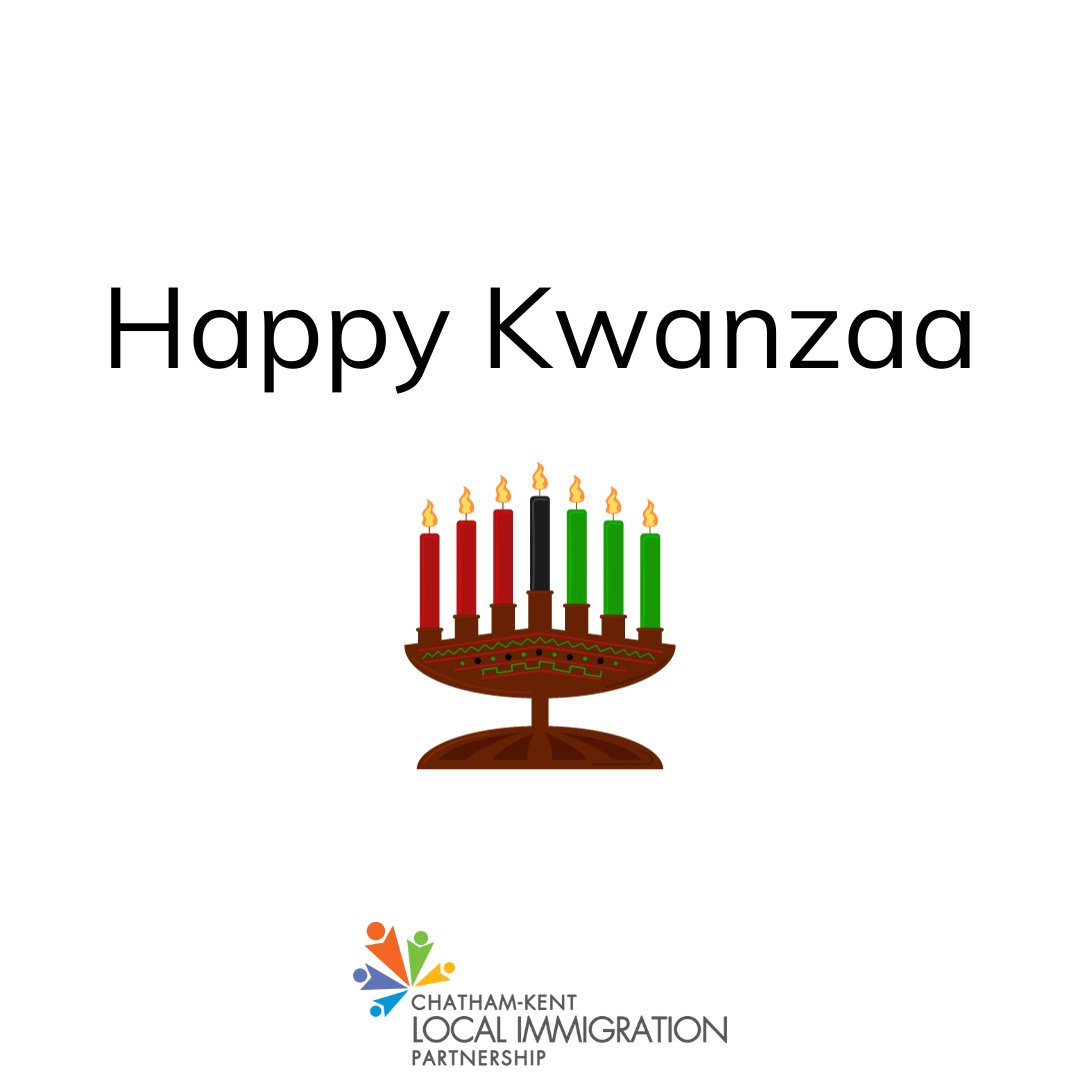 Happy Kwanzaa to those observing in #CKOnt! This year, Kwanzaa starts on December 26 and ends January 1. Check out the Municipality of Chatham-Kent's DEIJ team's January calendar highlighting important dates letstalkchatham-kent.ca/deij 

#CKAttractionPromotion #CKImmigrationMatters