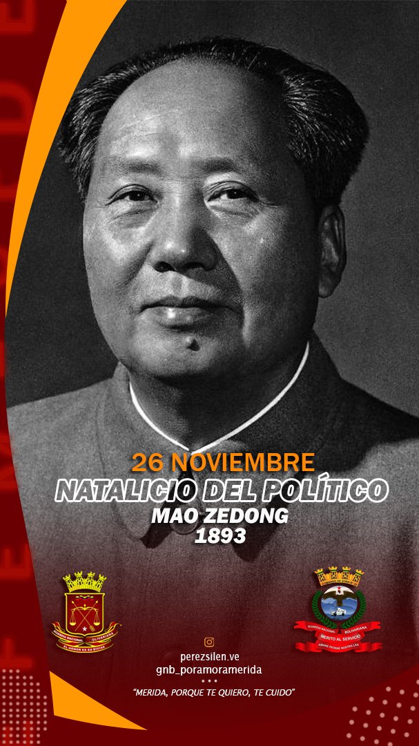 ¡Buenos días Venezuela!

Mao Zedong, fue un político, filósofo, Intelectual, estratega militar chino.
#26Dic