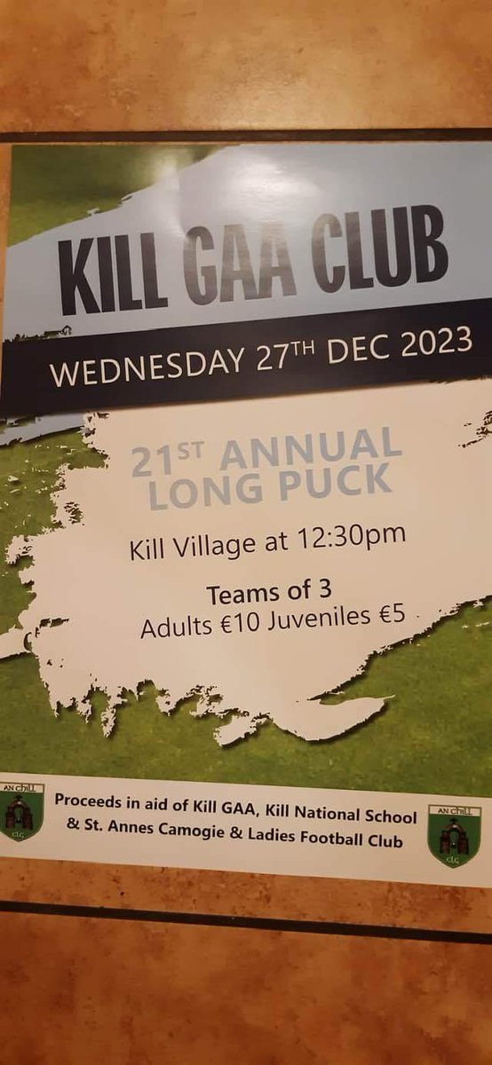 #KillGAA LONG PUCK takes place tomorrow (Wednesday) commencing from Kill Village at 12:30pm, always a big event with great support from throughout the county, lovely atmosphere as well, all are welcome, hats off to the organising committee 👍👌🏑🌲 <a href="/WaterfordGAA/">Waterford GAA</a>