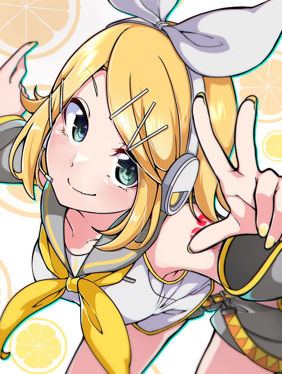 kagamine rin 1girl blonde hair solo shorts headset hair ornament hairclip  illustration images