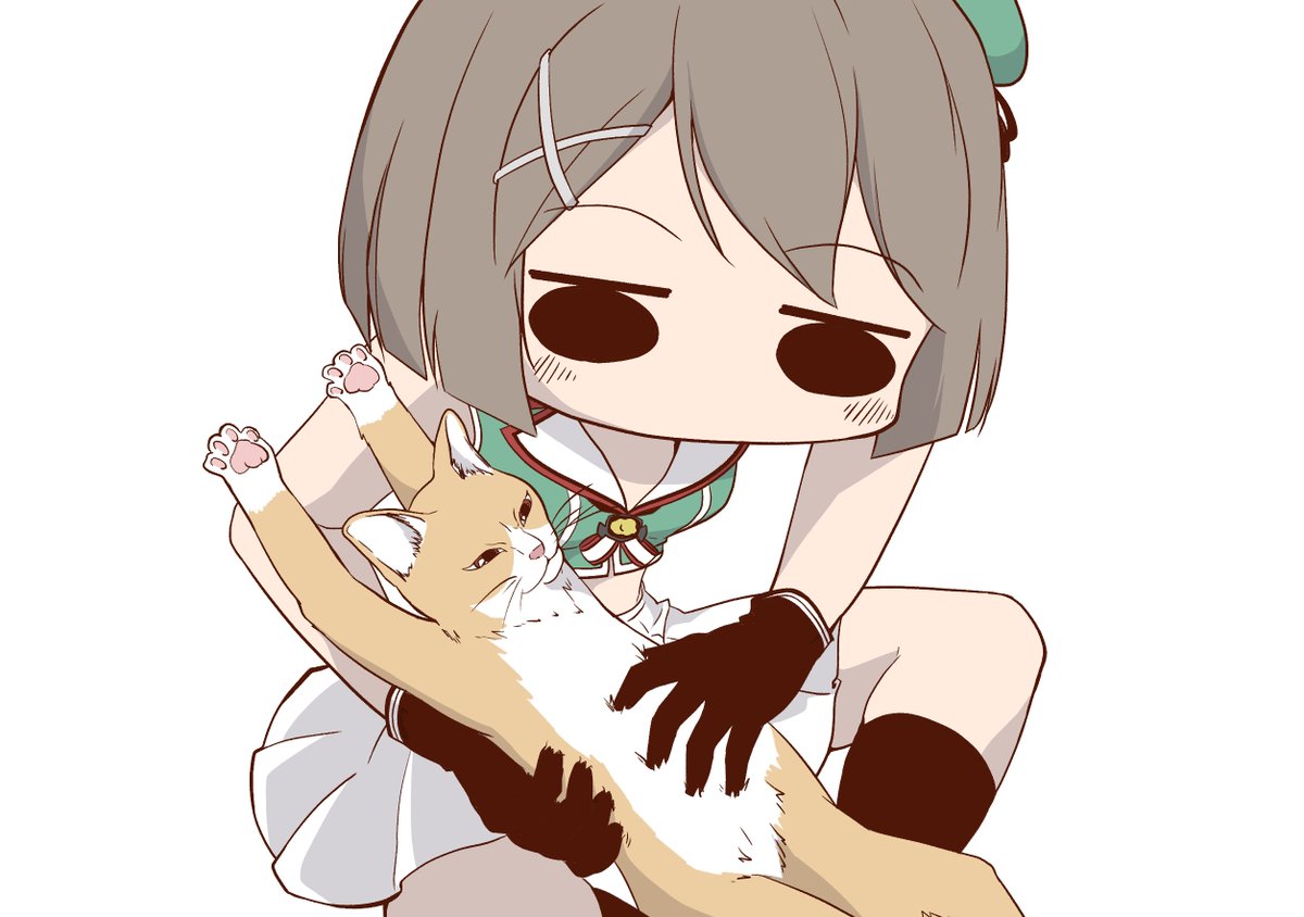 艦これ「お題箱から「猫ギターをする摩耶」猫のお腹のフワフワ具合よ…#艦これ #odaib」|くろやきそば🌸神戸かわさき10のイラスト
