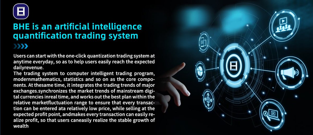 BlockHarbor's tweet image. BHE is an artificial intelligence quantification trading system.Users can start with the one-click quantization trading system at any time everyday, so as to help users easily reach the expected daily revenue.
The trading system to computer intelligent trading program, modern…