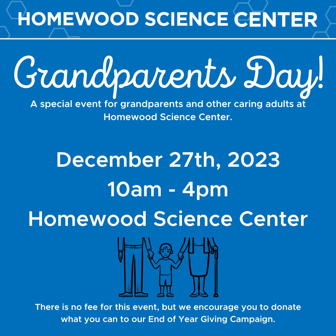 There is still time to register for Grandparent's Day 2023!

December 27th (TOMORROW!!)
10am-4pm

Registration required: ow.ly/vP7950Qleg1

There is no fee for this event, but please consider donating to our End of Year Campaign: ow.ly/XZpJ50Qleg3