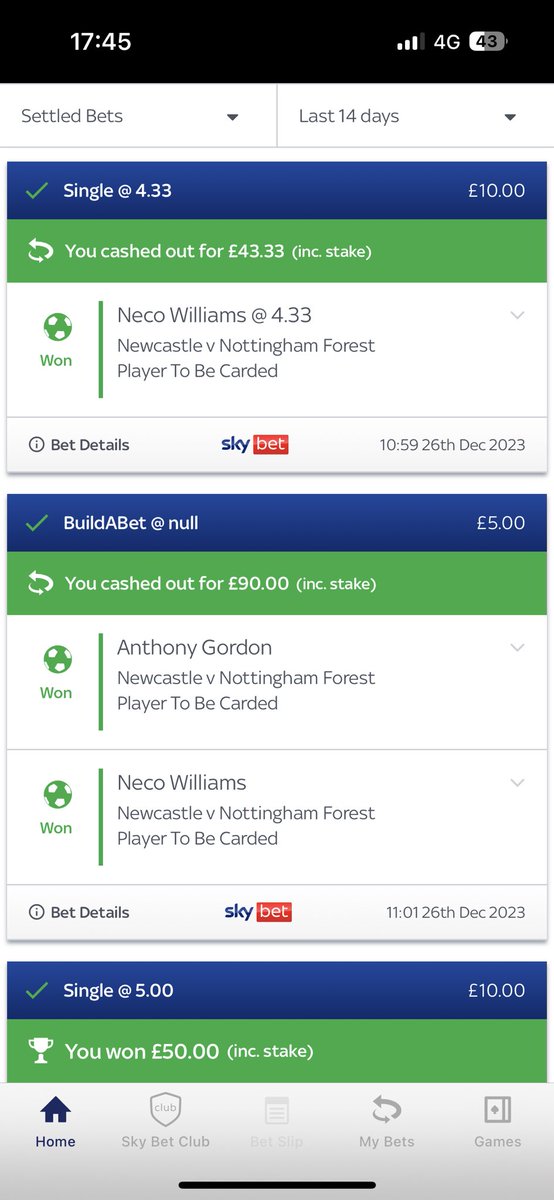 manytips's tweet photo. Card bets going nicely at the moment, so much luck seeing how Neco Williams came on with 20 mins to go and gets booked to land the double🤝 https://t.co/cHAYewxpkv