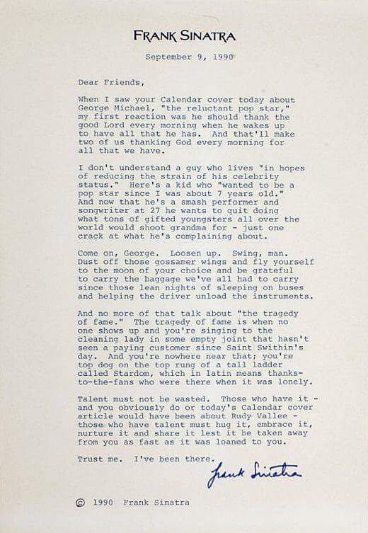 BeschlossDC's tweet photo. Sinatra’s classic 1990 letter to Los Angeles Times about George Michael and “the tragedy of fame”: https://t.co/fSAOsE6ki7
