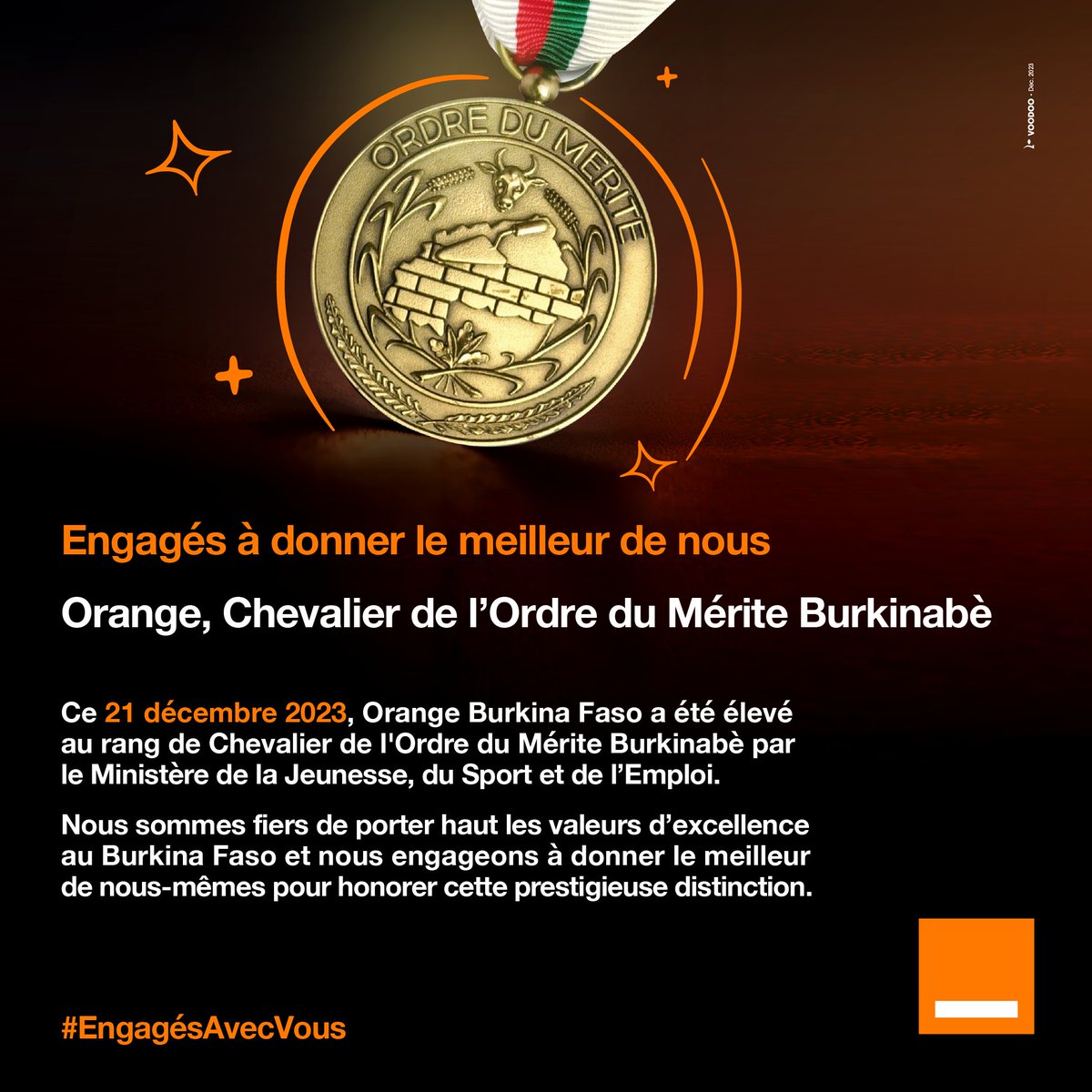 OrangeBurkina's tweet photo. Merci au Ministère de la Jeunesse, du Sports et de l'Emploi pour cette distinction. Nous sommes fiers de porter haut les valeurs d'excellence au Burkina Faso 🇧🇫

#EngagésAvecVous https://t.co/YkT9NXwgD1