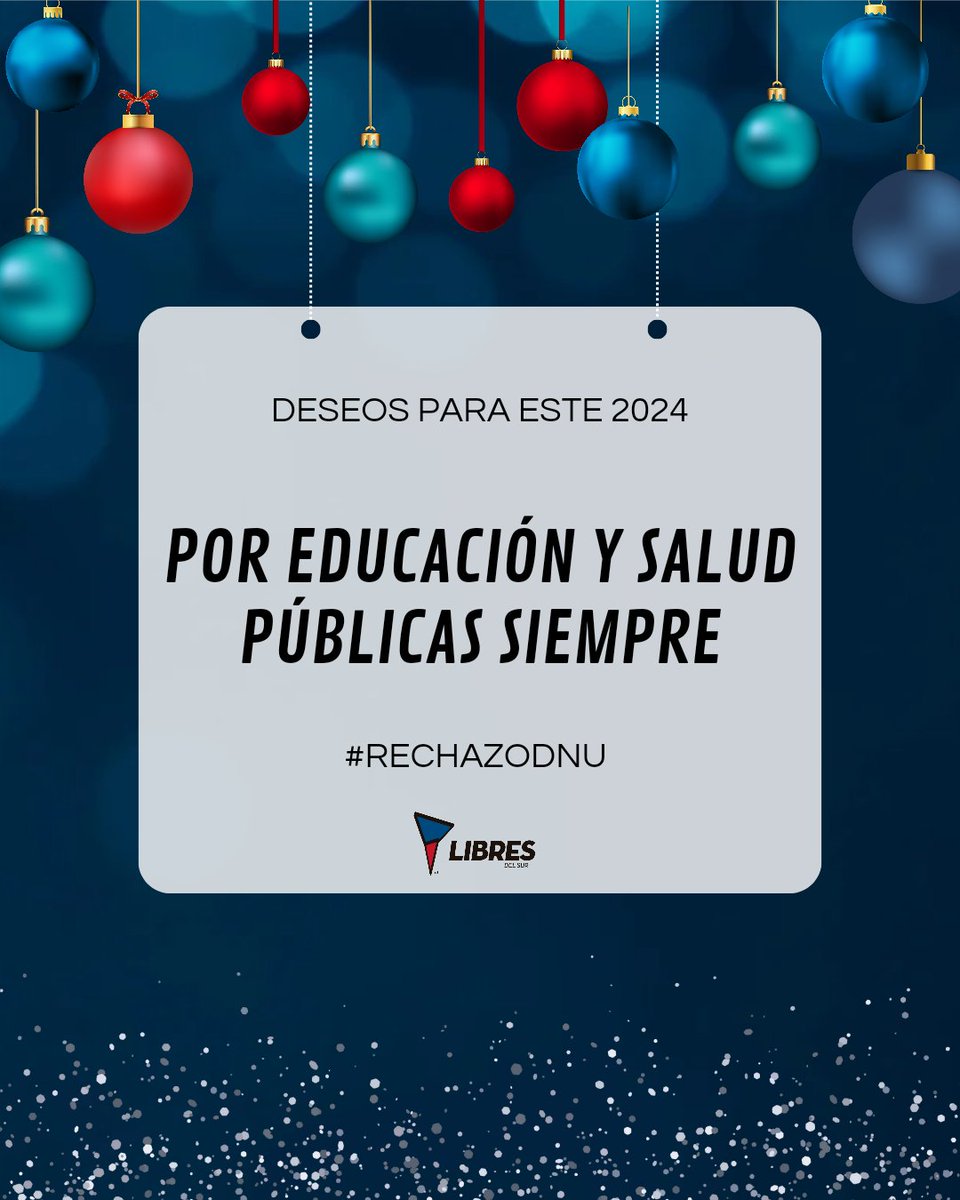 LibresDelSurSF's tweet photo. 🥂 Por un 2024 con educación y salud públicas, gratuitas y de calidad.

#RechazoDNU https://t.co/R9NthacKZE