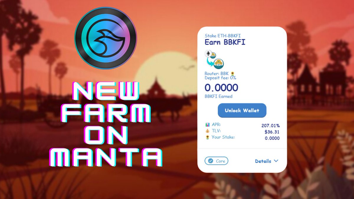 🌾 New Addition to Community Farms Tab! Pacific manta network

1️⃣ Stake ETH-BBKFI, Earn BBKFI

Duration: Approximately 1,000,000 blocks

STAKE NOW! manta.bitblocks.finance/farms

#Yieldfarming #pacificmanta #manta #bitblocks