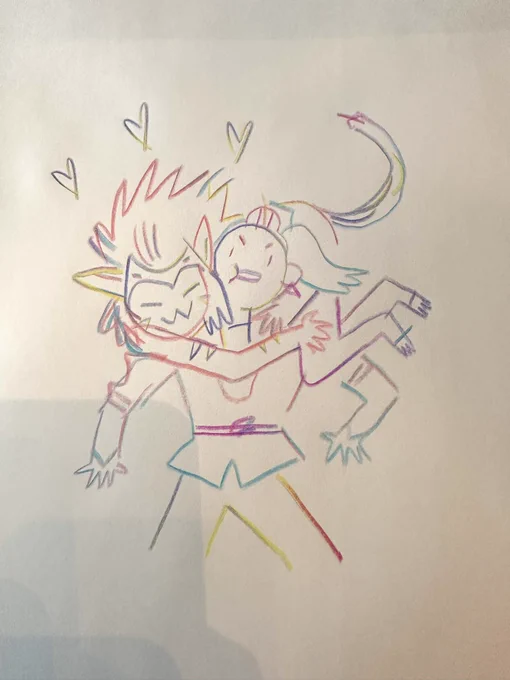 Drawing with the cool rainbow pencils my niece and nephew got for Christmas, here is a cat and a princess 