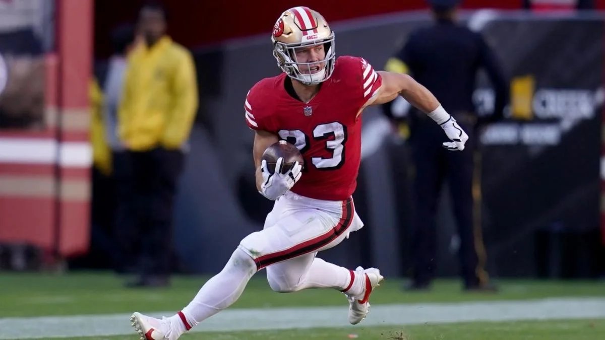 #NFL Rushing Leaders

#49ers Christian McCaffrey - 1,395
#Rams Kyren Williams - 1,057
#Bills James Cook - 1,038
#Dolphins Raheem Mostert - 1,012
#Eagles DeAndre Swift - 988
#Titans Derrick Henry - 972
#Lions David Montgomery - 910
#Cowboys Tony Pollard - 886
#Giants Saquon