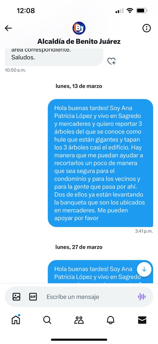 APatriciaLo's tweet photo. Hace mas de un año estoy pidiendo #podadearboles en @BJAlcaldia en @sanjoseinsurgen y no obtengo respuesta. Cero acciones ayuda @accionesBj @STaboadaMx https://t.co/r8TuntsDDa