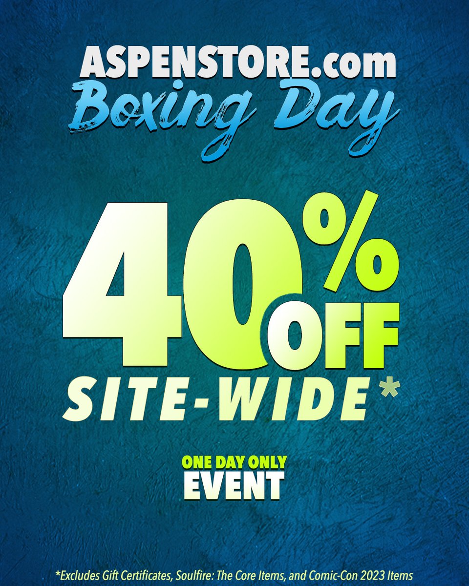 AspenComics's tweet photo. https://t.co/W7kRGiC1pS Boxing Day is here 📣 with a jaw-dropping 40% Site-WIDE!!! 🤯 Today ONLY so maybe it's time to revist that wishlist?
.
.
🏷️ #boxingday #salealert #aspenstore #BoxingDaySale https://t.co/EHdg6jw9aG