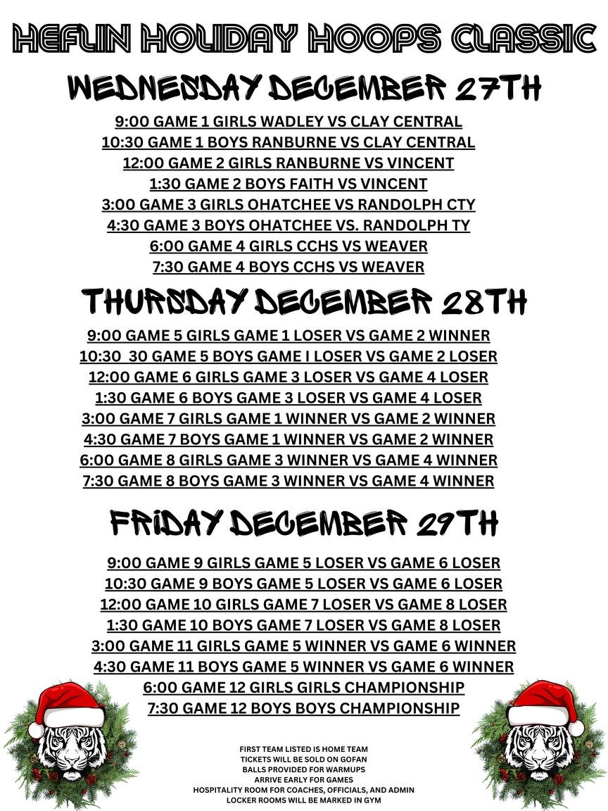 There's an old saying in sports.....When the grass turns brown; who wears the crown 👑!!!??? 

Finish up the holidays with a great week of basketball and see who takes home the crown!!!