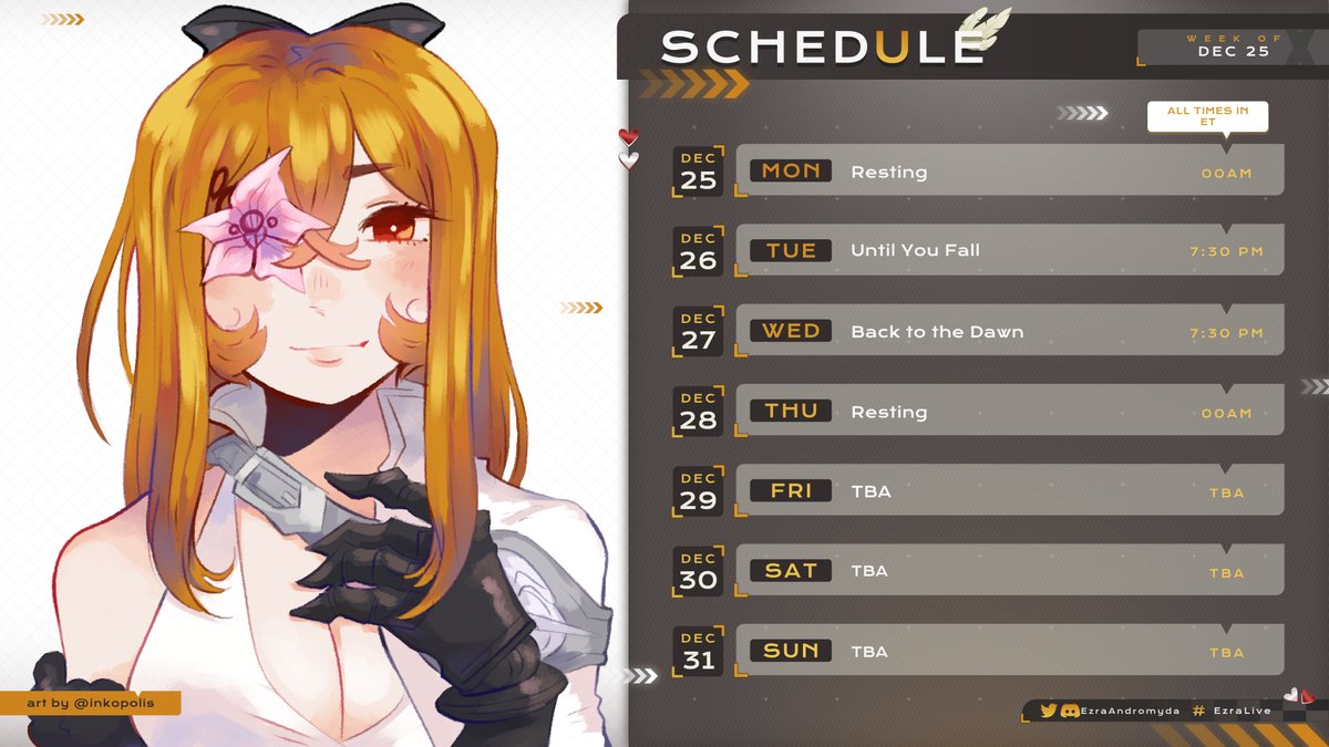 EzraAndromyda's tweet photo. It's holiday week, so schedule's a lil weird! I'll announce stuff as things happen later this week!

Live: #/EzraLive &amp; #/WhatTheBirbDoin
Art: #/artdromyda
Meme: #/andromymes
NSFW: #/ezr18
Oshi Marks: 🐦📷
Fan-name: Pit Crew

#ENVtuber #VTuberUprising #VTubersAreStillWatching https://t.co/g6lLJzYSIk