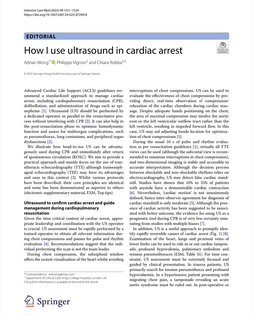 EmergPOCUS's tweet image. 🚨 Aplicación del Ultrasonido en el Paro Cardíaco 🚨

1️⃣ #Confirmación del paro: La vista subxifoidea durante un paro cardíaco permite confirmar la ausencia de actividad cardíaca sin interrumpir las compresiones torácicas. 🛑❤️🔍

2️⃣ #Efectividad de las compresiones: La…
