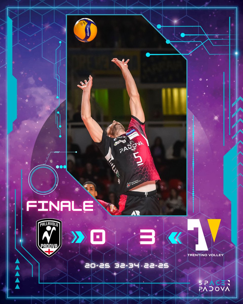 pallavolopadova's tweet photo. ❌Dopo un 2° set pazzesco, l'Itas Trentino torna in campo e chiude il match al 3°parziale.
#DNAbianconero #spacepadova https://t.co/lXbOMhJ9nG