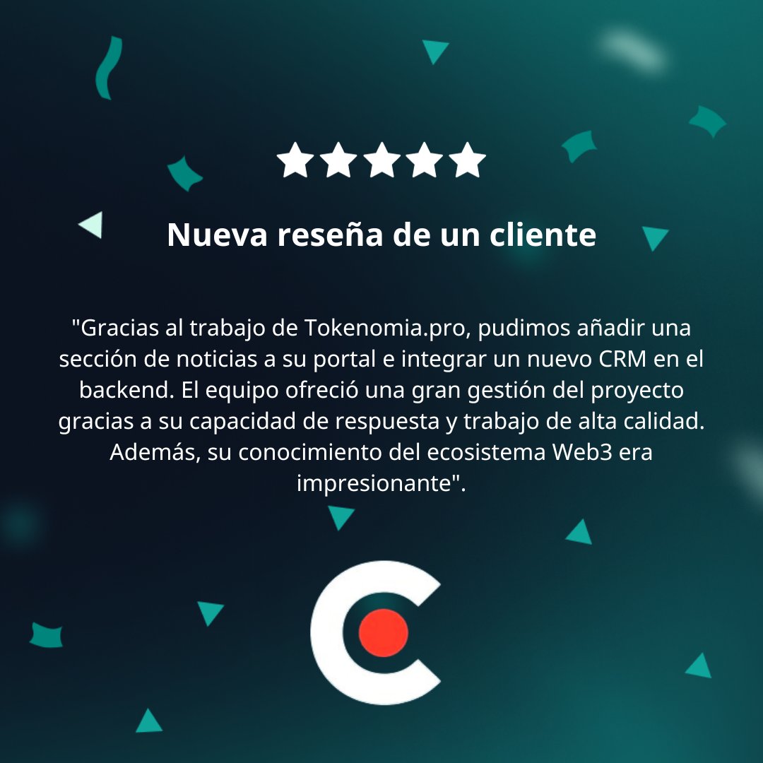 🌟 ¡Celebramos otro éxito más  en Tokenomia.pro!

Estamos encantados de anunciar otra excelente reseña de nuestros clientes, ¡otro testimonio de nuestro compromiso con la excelencia! 🤩

Un enorme agradecimiento a nuestro equipo por hacer posible este logro y los que