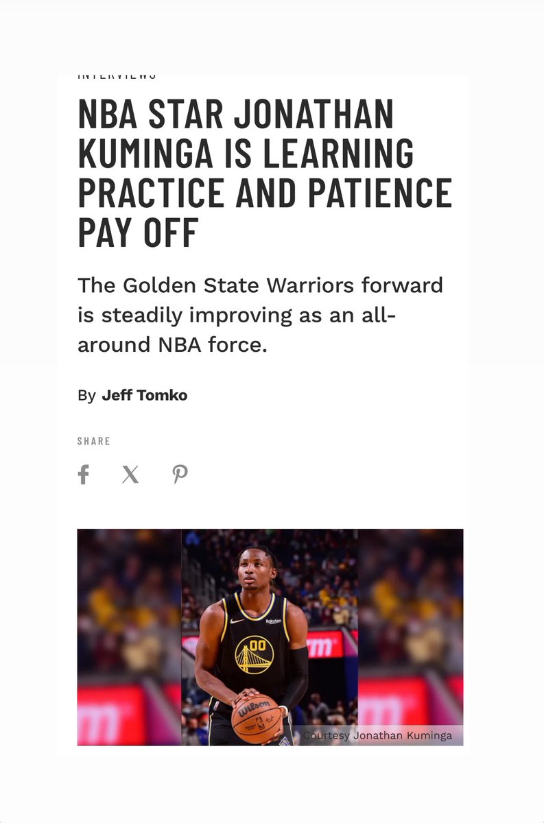 NBA STAR JONATHAN KUMINGA IS LEARNING PRACTICE AND PATIENCE PAY OFF The Golden State Warriors forward is steadily improving as an all-around NBA force. By Jeff Tomko @jefftomko Read article: muscleandfitness.com/athletes-celeb… @muscle_fitness @mandfhers @JonathanKuming6 #muscleandfitness…