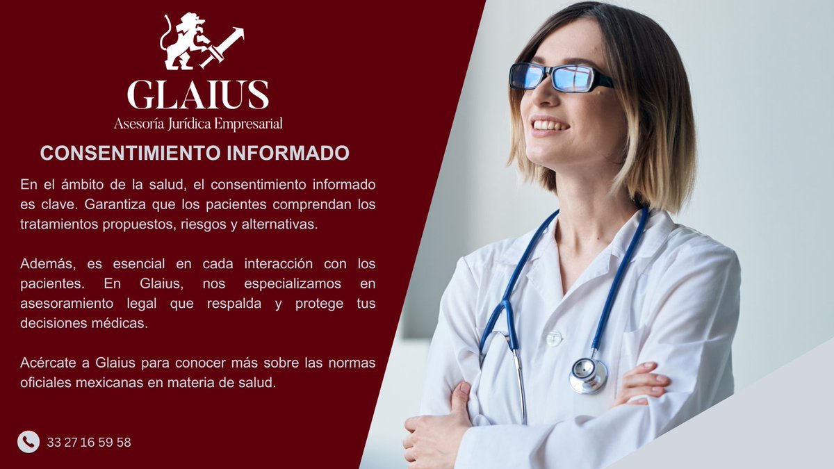 Entendemos que el consentimiento informado es esencial en cada interacción con los pacientes. Descubre cómo fortalecer tu práctica con una base legal sólida. #ÉticaMédica #ConsentimientoInformado #GlaiusAsesoraMédicos 🌐🩺