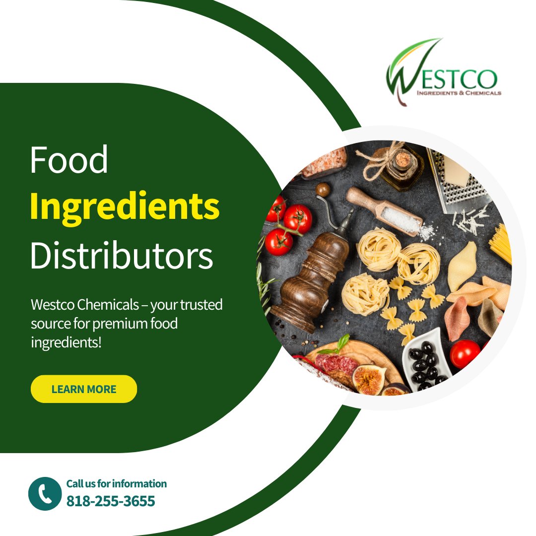 Explore a world of culinary possibilities with Westco Chemicals – your trusted source for premium food ingredients! 📞 Contact us at 818-255-3655 or email sales@westcochemicals.com

#MasterDistribution #FoodIngredientsDistributors #WholesaleChemicalSuppliers