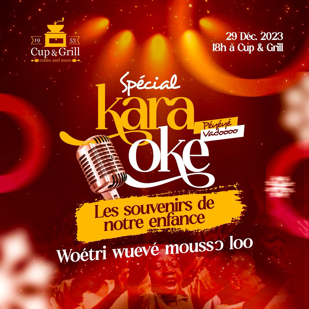 cupandgrilltogo's tweet photo. Plongez dans l'âge d'or de la musique avec notre programme de karaoké dédié aux chansons intemporelles qui ont marqué votre enfance. 

🕰️ Date : 29 décembre 2023
📍 Lieu : Cupandgrill hédzranawoé

#decembre 
#vintage
#vibes
#2023
#KaraokéRétro #NuitsMusicales #ChantezCommeAvant https://t.co/96XZ8y17FV