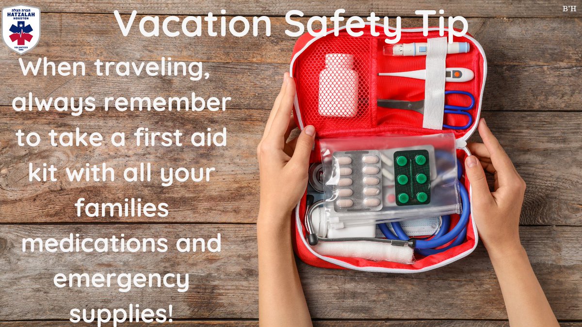 HoustonHatzalah's tweet photo. With schools on winter break right now, we thought this would be a great reminder for those traveling.
Safe Travels!
#HatzalahofHouston #FirstResponders #Paramedic #EMT #SafetytipTuesday #travel #vacation #VacationTip #FirstAidKit #StaySafe https://t.co/eW1Qm9VBtT