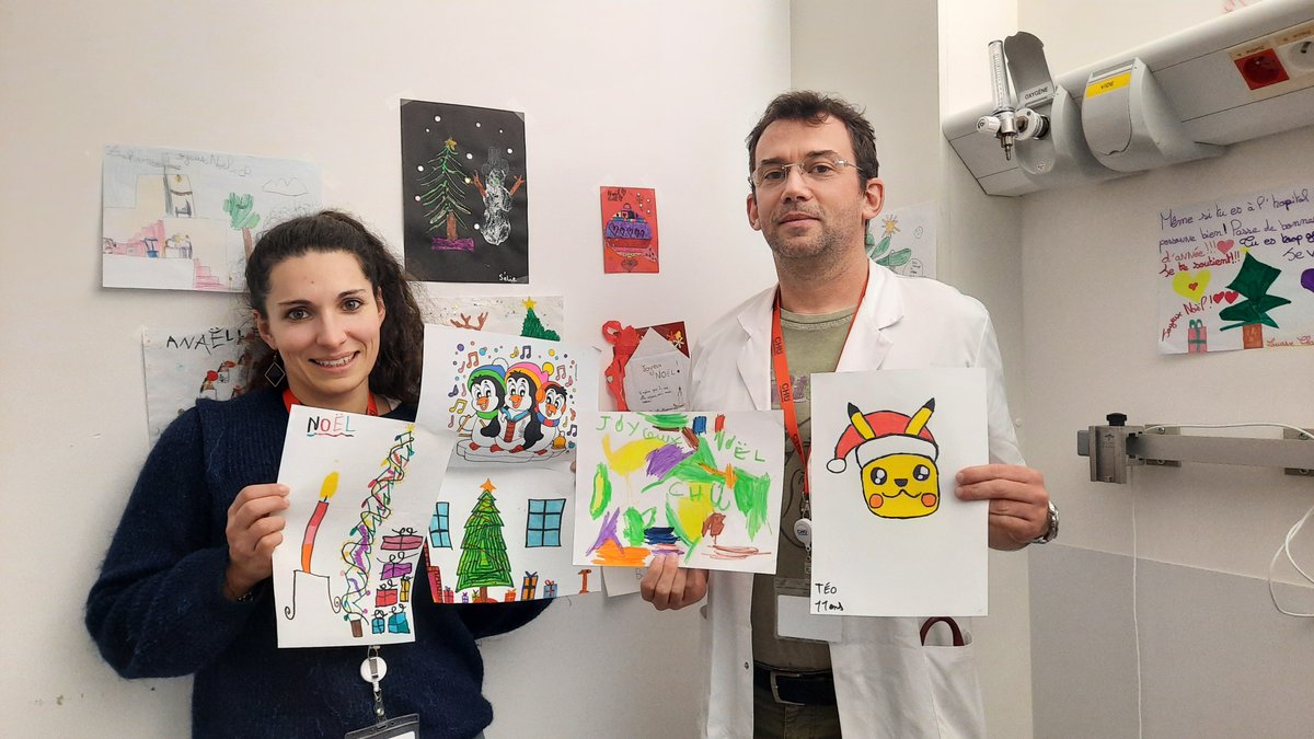 600 dessins envoyés par des enfants de toute la Normandie pour égayer le Noël des patients du service oncologie du  @CHU_Caen 
francebleu.fr/infos/sante-sc… #normandie
