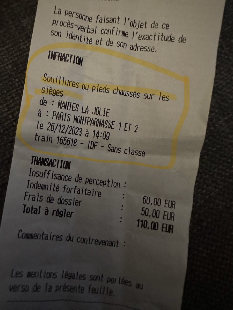 RusanFiliztek's tweet photo. @GroupeSNCF @SNCFVoyageurs @SNCFConnect Vous ne savez même pas pour quoi vous serez condamné à une amende. À part moi quelqu’un eu la même amande… #SNCF https://t.co/lbluyZGyiz