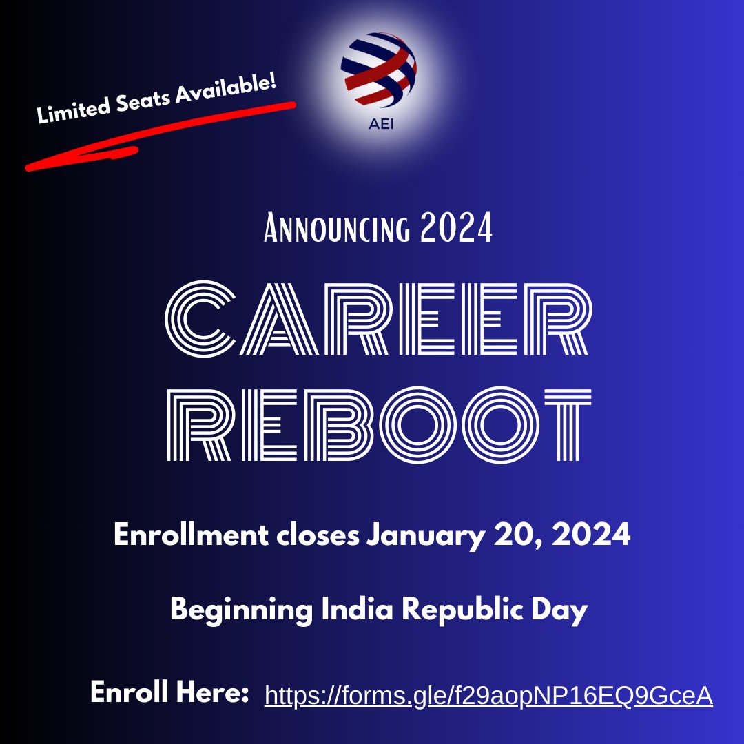 🎓🚪 Open the Door to Your Future - Enroll Today! #CareerReboot #AEIOpportunity #ProfessionalGrowth #EnglishSkills #LimitedSeatsAvailable 🌟💻Enrol Here: forms.gle/2MHzd4UQdv6rUM…