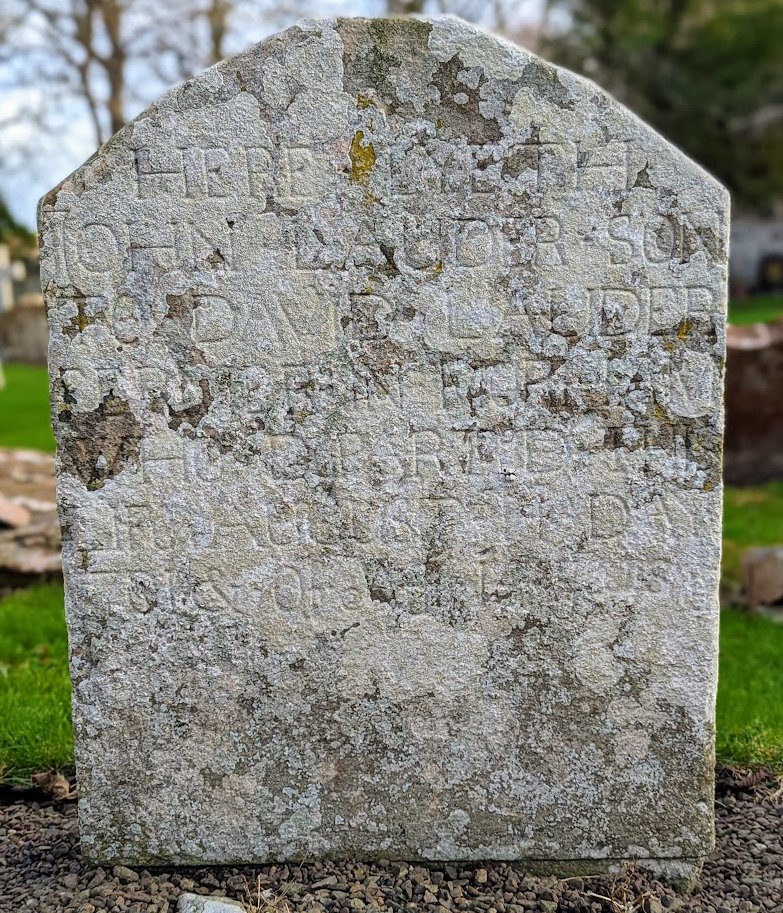 Day 354 of a year of #RandomScottishGravestones🪦

Here lyeth John Lauder son to David Lauder Fermer in Morham who departed this life August 14 Day 1701 & of age 14 years'

Morham Kirkyard, East Lothian