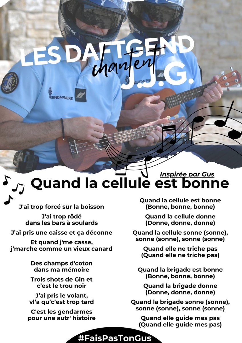 Les #DaftGend vous présentent leur second titre 'Quand la cellule est bonne' !
Peut-être un album bientôt, qui sait... 😁

#FaisPasTonGus
#RoutePlusSure