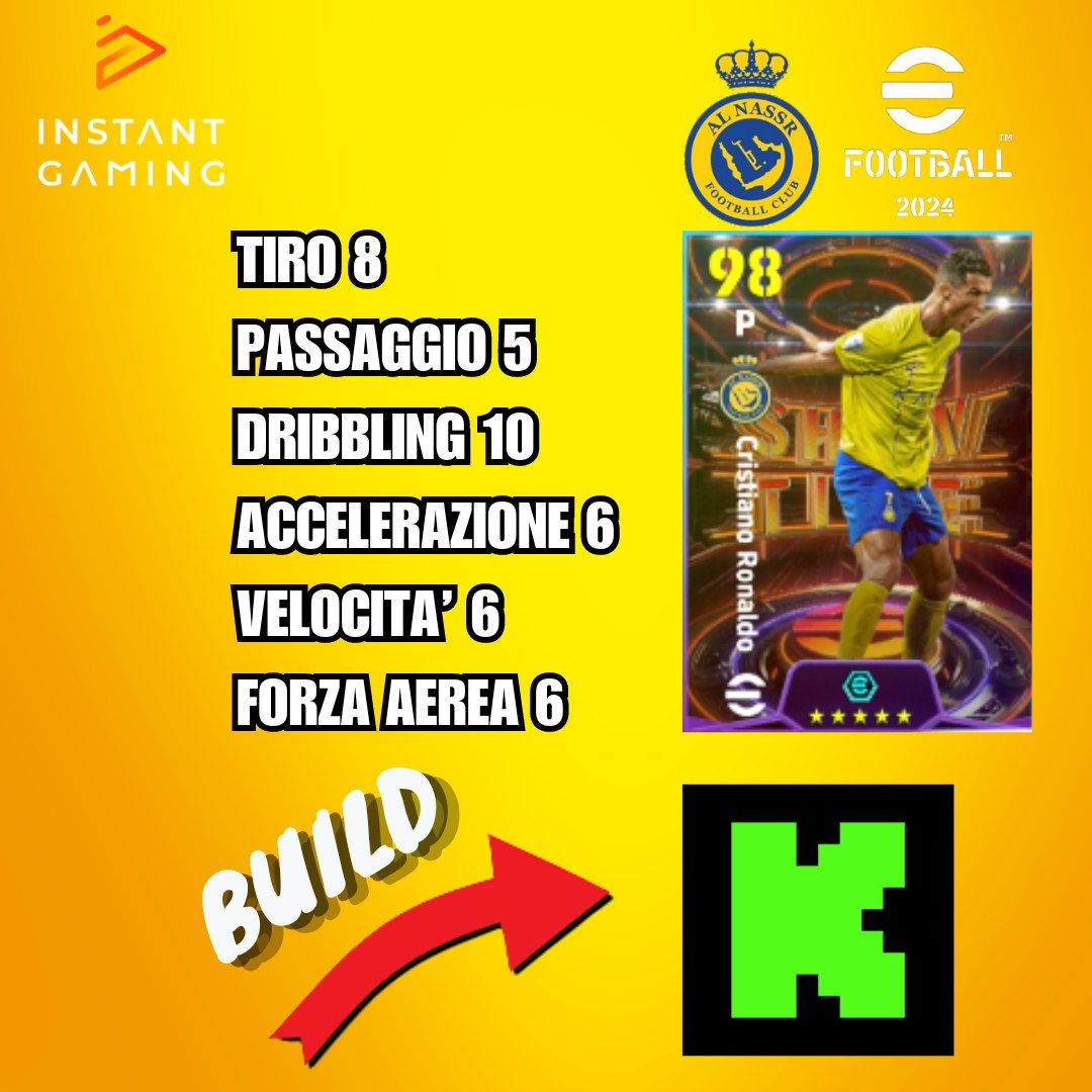 AlonsoGrayfox's tweet photo. Arabic CR7 has came to the pitch π
This is my idea of his build π―
You can chek all my builds on β¬οΈ
https://t.co/bXPhQlizwx π©
Cards and not only available on β¬οΈ
https://t.co/sjKFkv9lBr π
@InstantGamingIT π§
#eFootball2024 #eFootball2024Mobile #kick #kickita https://t.co/qgYVbNBUtc