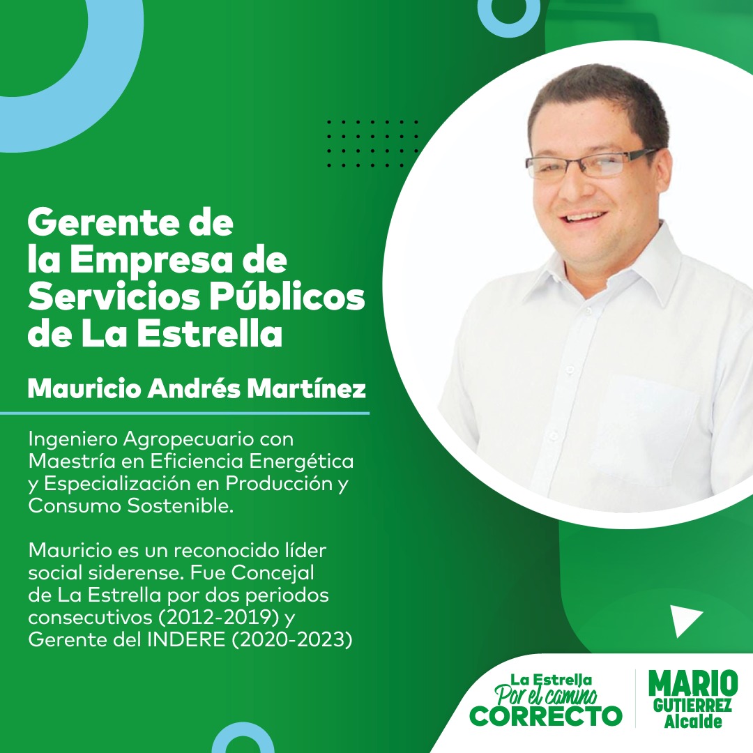 marioguti2023's tweet photo. Les presento al nuevo gerente de la Empresa de Servicios Públicos de La Estrella, @Maurosiderense, ingeniero ambiental de profesión. 👌🏻

Un líder que ha trabajado por la comunidad siderense desde hace más de 15 años, como Concejal del municipio y como gerente del INDERE. 💯 https://t.co/keUqJc9YqB