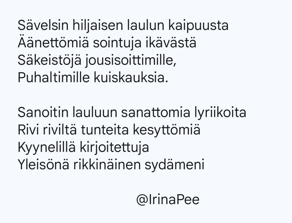 Poolaipe's tweet photo. #runo #tyhjänuotti https://t.co/oSiV5HxrMU