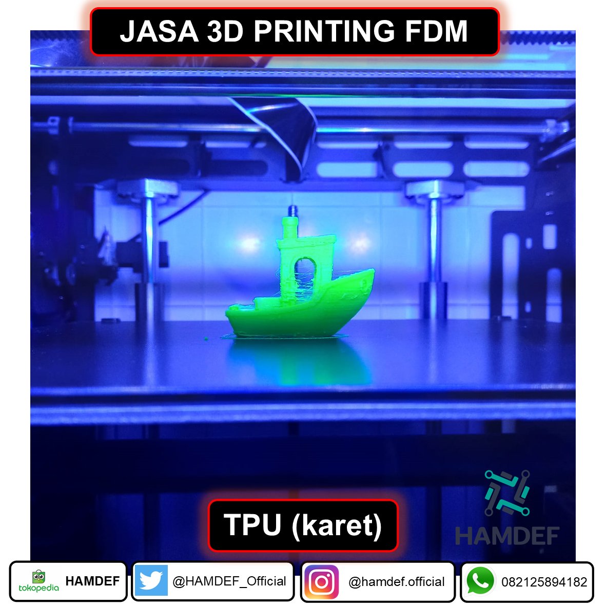 HAMDEF_Official's tweet photo. Jasa 3D printing FFF/FDM di HAMDEF sekarang update, kita bisa beberapa tipe bahan baru nih selain PLA. Lanjutan info detail panduan order, price list, dan penjelasan teknis lainnya di reply. #3Dprinting #3dprintindonesia #pencetakan3d #jasa3dprinting https://t.co/cAcfmpfc4R