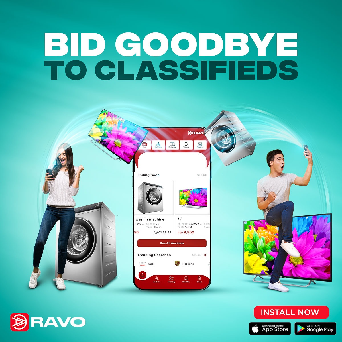 ravo_app's tweet photo. RAVO bids farewell to slow and outdated classifieds, introducing a dynamic auction experience that's faster and engaging.

App Store: https://t.co/DICPflpMff
Play Store: https://t.co/C3LV1cXGfm

#preownedmarketplace #buypreowneditems #ravo #dubai #auction https://t.co/NflGTkAb1o