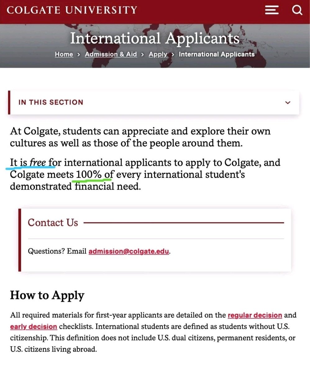 Cherrychristie2's tweet photo. Dreaming of studying in the USA for FREE? 
Apply to Colgate University for FREE and stand a chance to be considered for a 100% financial aid package!
📌No Application fee
📌International students automatically considered for 100%  funding

Link
https://t.co/92H7fnKDRh https://t.co/WpRru4ecdu