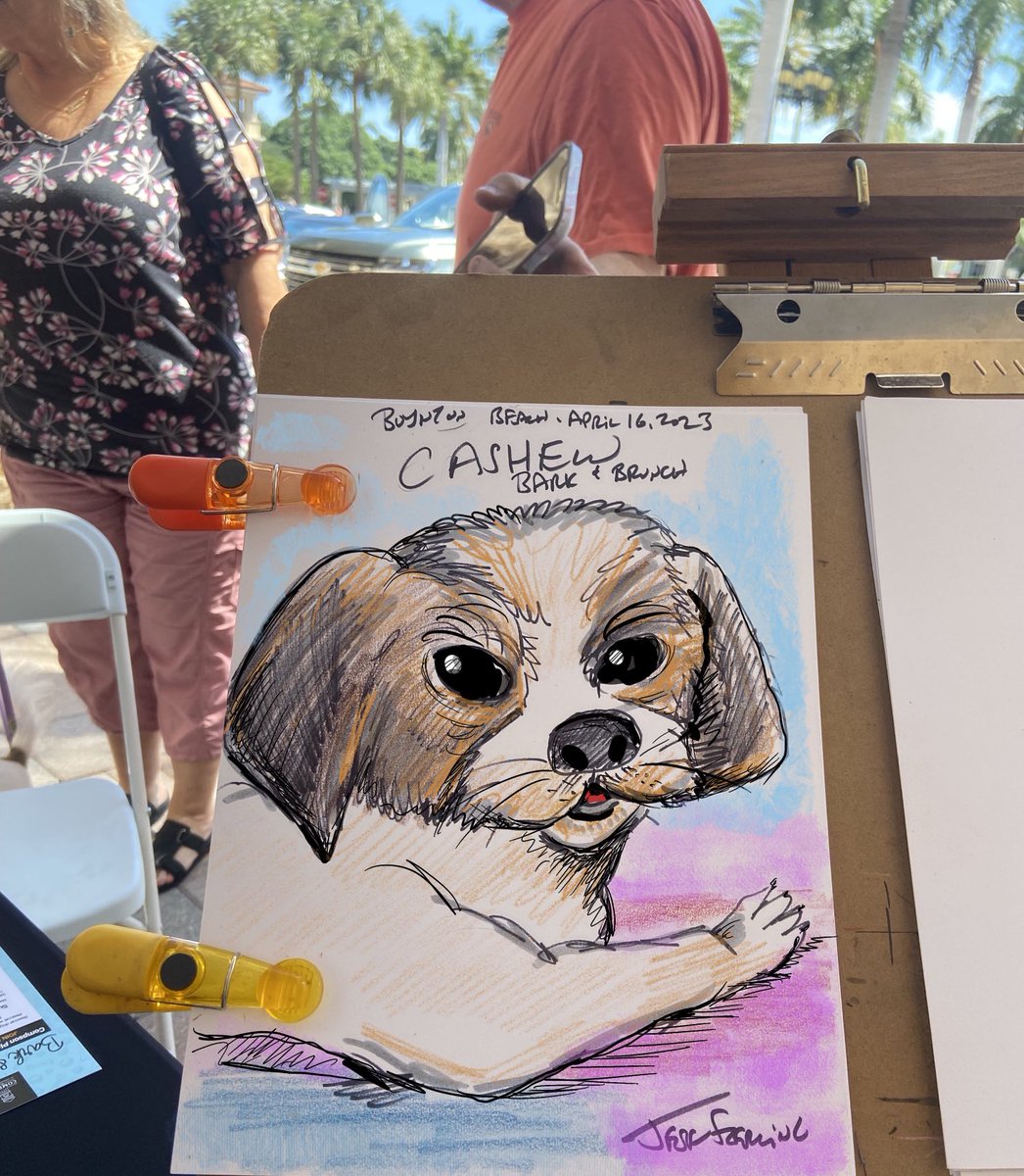 #DogOwners #PetOwners #CommunityEvent 'Bark & Brunch' in #BoyntonBeach #PalmBeachCountyFlorida included #PetCaricatures #DogCaricatures by #DelrayBeach and #MiamiCaricatureArtist Jeff Sterling from FloridaCaricatures.Com