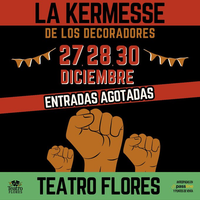 Teatro Flores 🎭 (@teatroflores) on Twitter photo Por el encuentro, familia!
▼●▼ 27 - 28 - 30 DE DICIEMBRE AGOTADOS▼●▼
📍 <a href="/TeatroFlores/">Teatro Flores 🎭</a> (Av. Rivadavia 7806)
⏰Puertas 19hs | Show 20.30hs
🚫Menores a partir de 7 años Por el encuentro, familia!
▼●▼ 27 - 28 - 30 DE DICIEMBRE AGOTADOS▼●▼
📍 <a href="/TeatroFlores/">Teatro Flores 🎭</a> (Av. Rivadavia 7806)
⏰Puertas 19hs | Show 20.30hs
🚫Menores a partir de 7 años