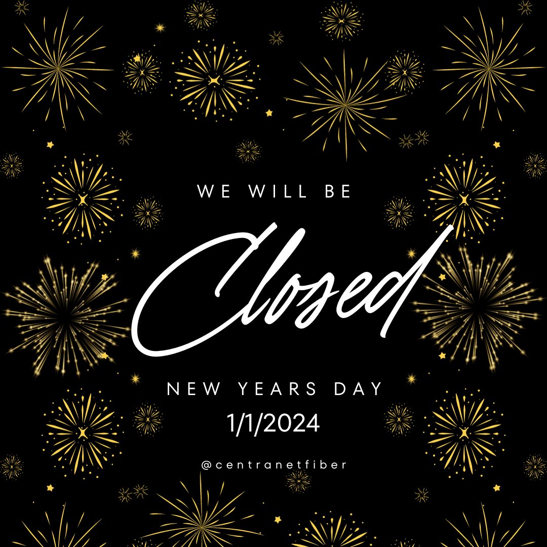 Centranet's office will be closed January 1. Subscribers can still call our 24/7 tech support line at 405-533-4237. The office will re-open at 8 a.m. on Tuesday, January 2.