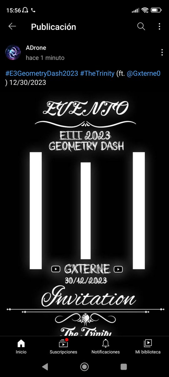 Gxterne's tweet image. Uyyyy parece que sigue saliendo gente 👀 #E3GeometryDash2023 #TheTrinity | I | 👁️

4 días para el evento más grande de la historia de este juego.