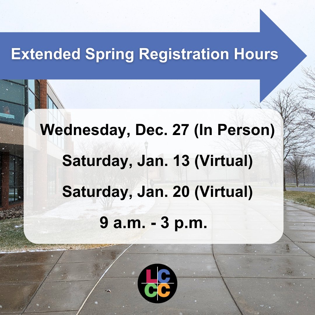 LehighCarbonCC's tweet image. There's still time to register for the spring semester! Take advantage of our extended hours over the break. For more information, visit the "News" section at [LINK]: lccc.edu/links.

#LehighCarbonCC #Spring23 #GetRegistered