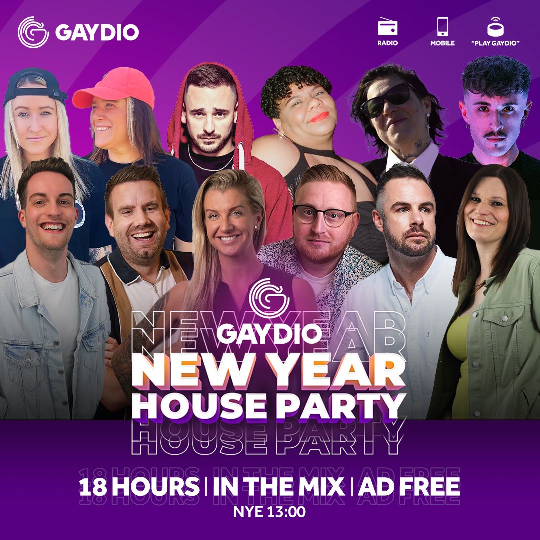 The countdown to NYE and 2024 is ON 🎆 We’ve gathered up some of Gaydio’s hottest DJs to throw a huge house party and you’re invited 🥳 18 hours, in the mix, ad free! It all kicks off on NYE from 1pm 🔥