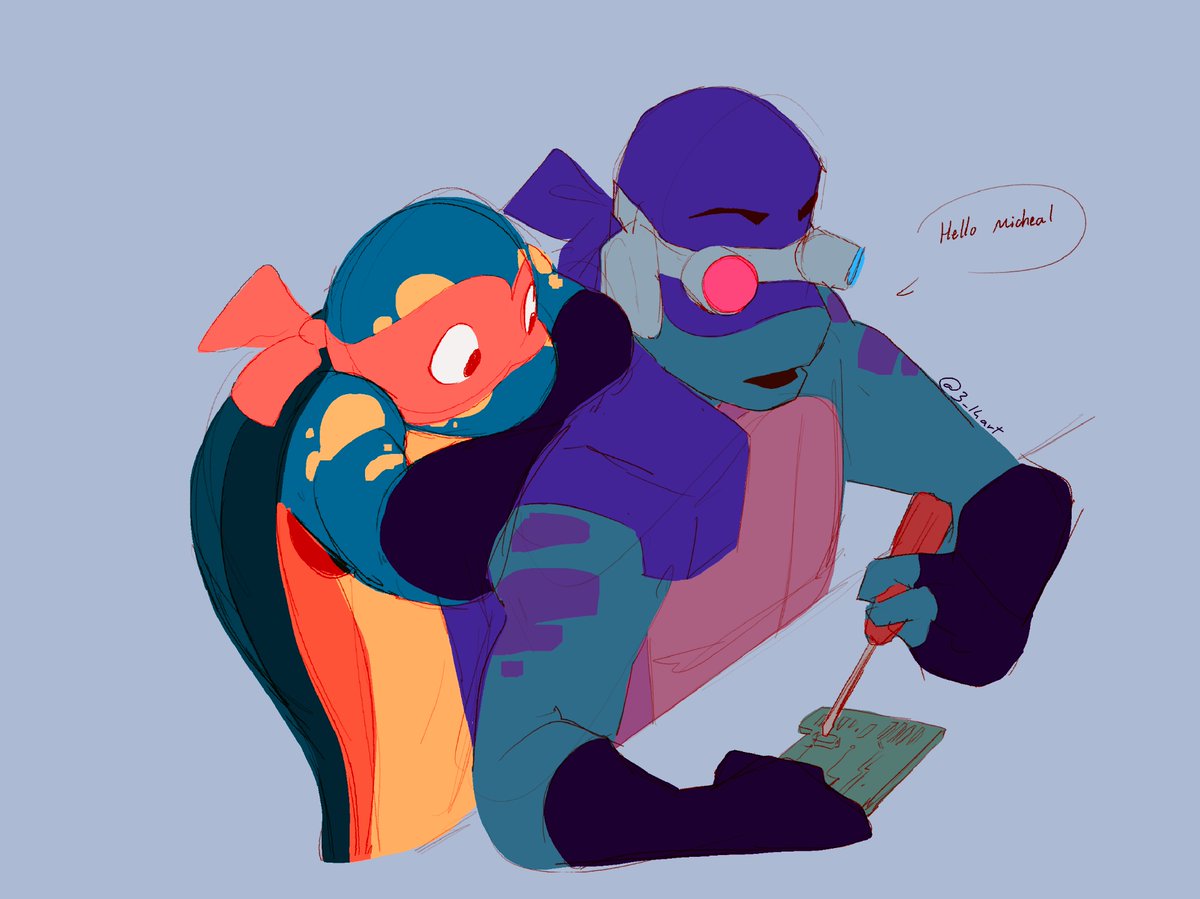 3_14art's tweet photo. Headcanon incoming!11! (Im projecting)
Sometimes mikey will struggle to muster the energy to spend social time with his brothers, but he still gets lonely. so he'll quietly sit and observe what they're doing just to be in their presence :) 
#saverottmnt #riseofthetmnt https://t.co/le6FRmQSPn
